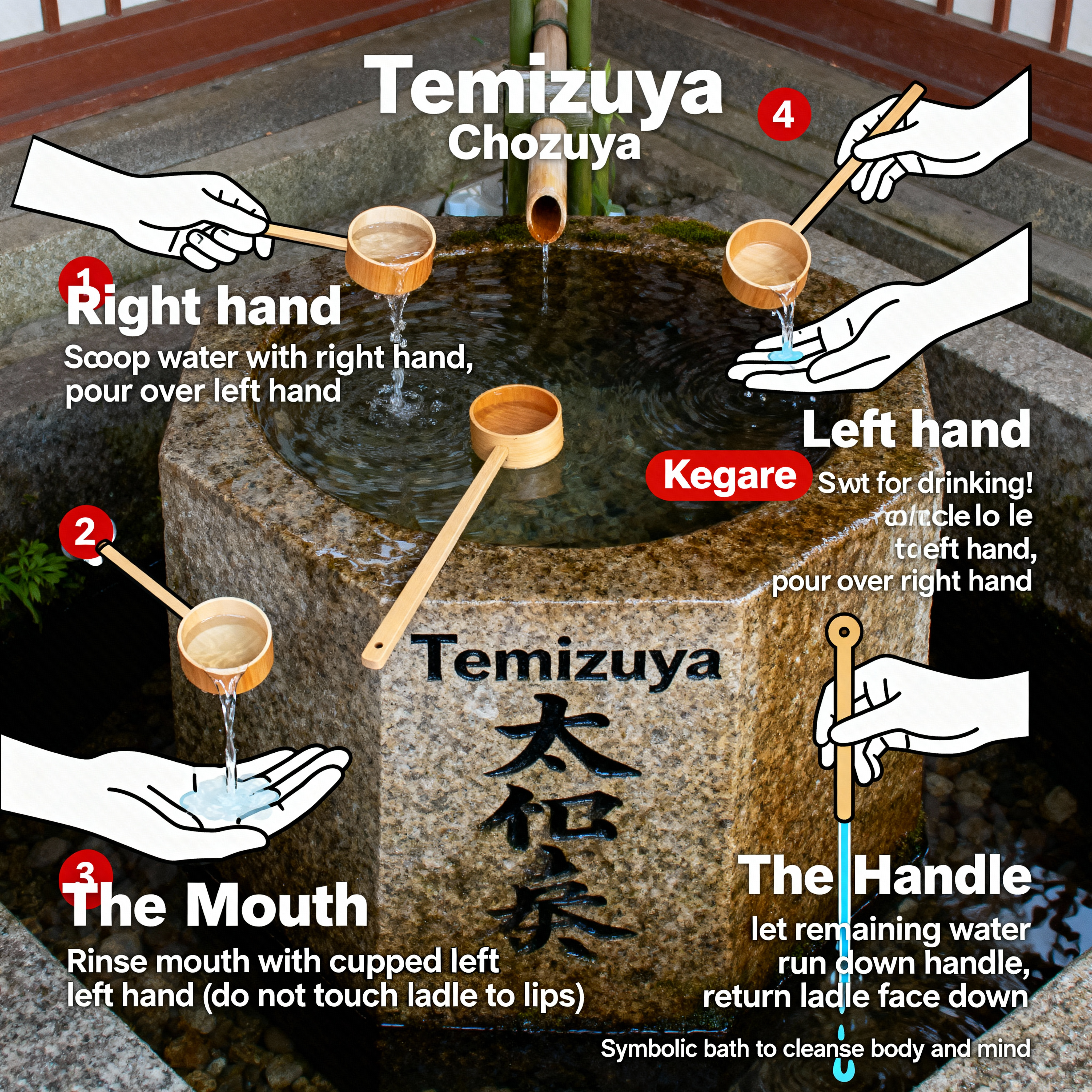 how to use chozuya purification fountain steps