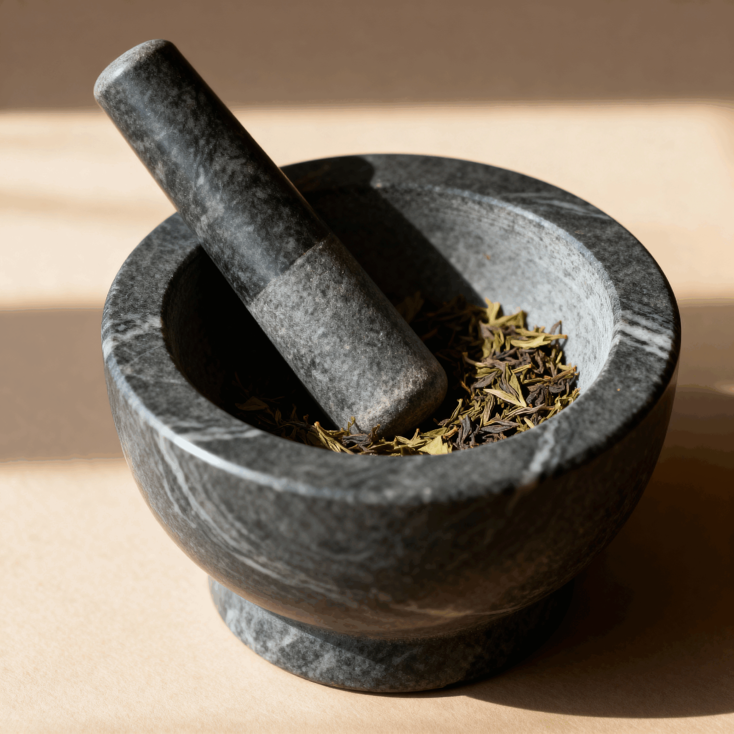 お茶を挽く御影石の石臼