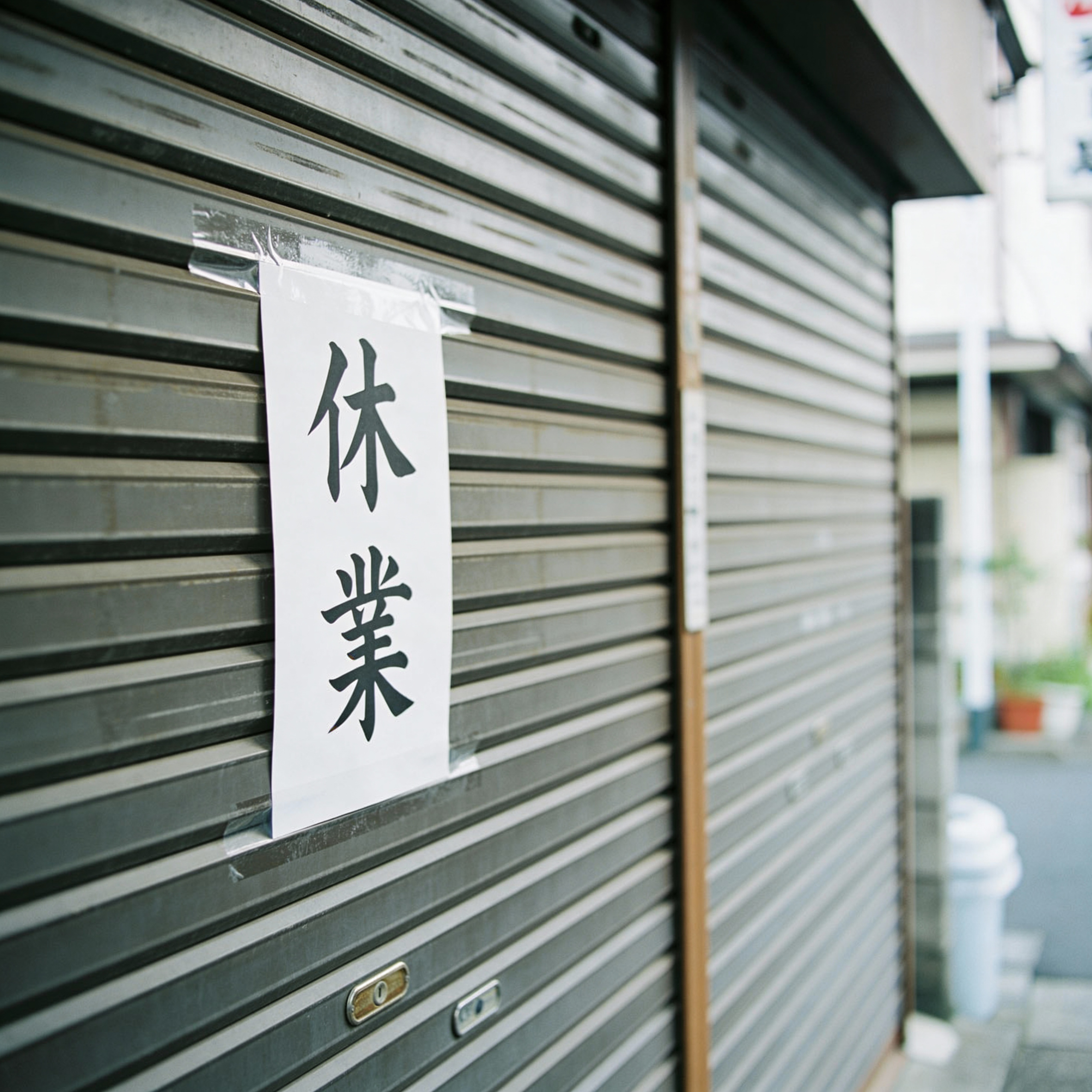 The store appears to be closed for the New Year holidays. A "Closed" sign is posted on the store shutter, indicating that the store is shut.